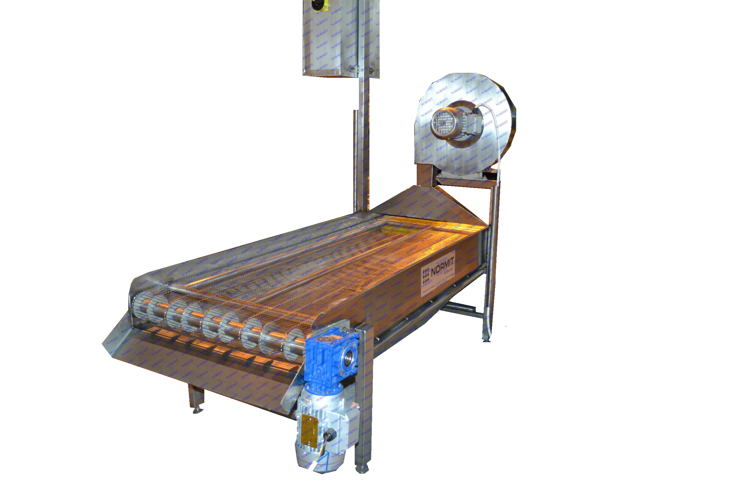 chladiaci dopravník s integrovaným vzduchovým nožom